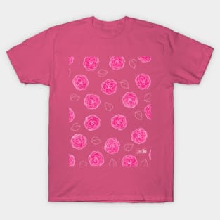 Pink Camellia Flora Pattern T-Shirt